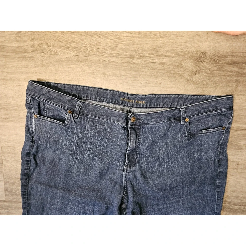 Michael Kors Womens Straight Leg Dark Wash Lightweight Stretch Jeans Plus 24W